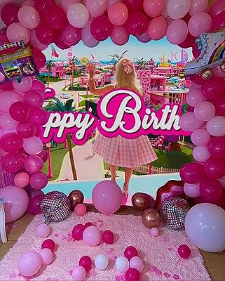 Pink Barbie Backdrop Girls Happy Birthday Party Banner Photo