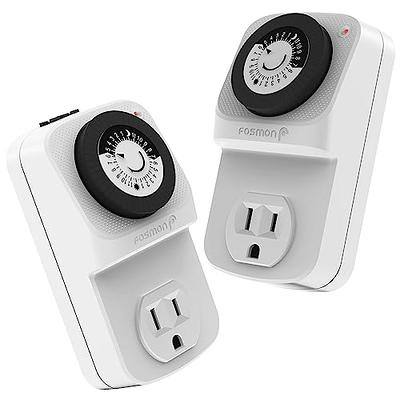 Fosmon 125/15A Indoor Weekly Digital Outlet Timer with Two US Socket Outlets  - White