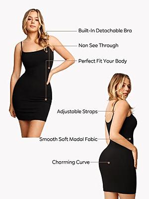 Popilush Slip Dress for Women Built in Bra Black Mini Bodycon Spaghetti  Strap Dresses for Loungewear - Yahoo Shopping