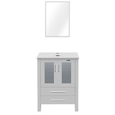 eclife Bathroom Under Sink Vanity Cabinet, Pedestal Sink Storage Cabinet w/  2 Doors and Shelf, Free Standing Cabinet Space Saver Organizer, Grey