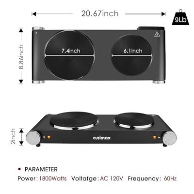 CUSIMAX Double Hot Plates Electric Burner, 1800W Countertop Cooktop with  Adjustable Temperature Control, Hot Plates for Cooking Portable Electric  Stove, Black Stainless Steel Cooktop, Upgraded Version - Yahoo Shopping