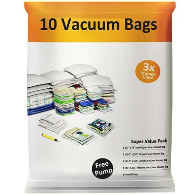 10 Pack Vacuum Storage Bags, Space Saver Bags (2 Jumbo/2 Large/3 Medium/3  Small) Compression Storage Bags for Comforters and Blankets, Vacuum Sealer