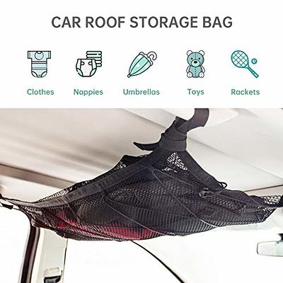 Kaskawise Car Ceiling Cargo Net Pocket,31x21 Adjustable Double