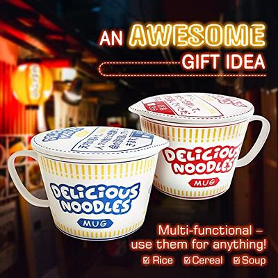 2 Pieces Ceramic Soup Bowls with Handles 30 oz Microwave Safe Bowl with Lid  Microwavable Soup Mug with Lid Large Soup Cups for Ramen Noodle Cereal