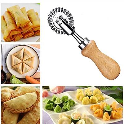 MTOMDY Ravioli Cutter Stamps with Roller Wheel Round Mold with Wooden  Handle and Fluted Edge Pasta Press Pasta Cutter for Home and Kitchen Use-  1.3