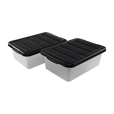 Tyminin Medium Storage Bin with Lid, 14 Quart Plastic Stackable Container  Box, 2 Pack