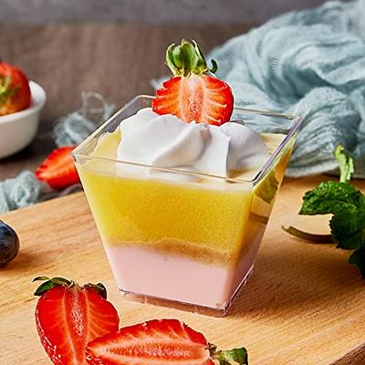 Square Plastic Dessert Cups - Disposable Square Cut Glass