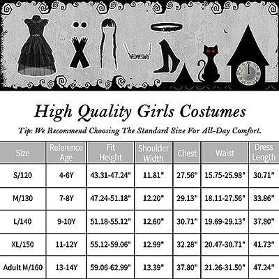 GUUZOGG Wednesday Addams Costume Dress for Girls, Kids Wednesday Addams  Dress with Belt, Halloween Costume Cosplay Party
