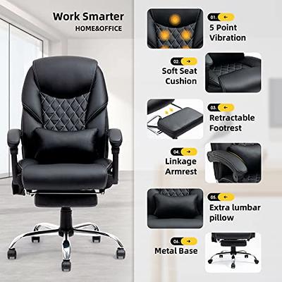 Reclining Office Chair with Foot Rest, Mesh Office Chair, Ergonomic Office  Chair with footrest, Computer Desk Chair with Lumbar Support Pillow, 280lb  Capacity 