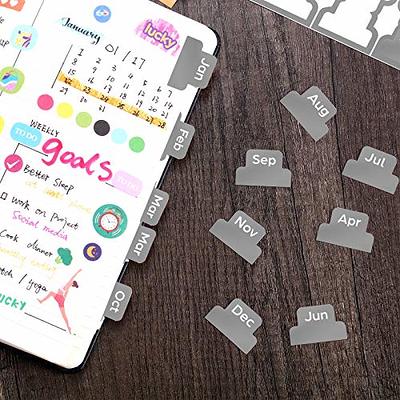 24 Pieces Adhesive Tabs Designer Accessories Monthly Tabs Planner Stickers  Decorative Monthly Index Tab for Office Study Planners Organizations (Grey)  - Yahoo Shopping