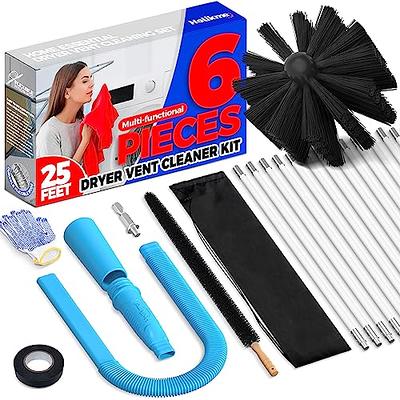 Morinoli 24 Feet Dryer Vent Cleaner Kit, Chrome Button Locking Dryer Vent  Cleaning System, Flexible Dryer Lint Brush Vent Cleaner, Dryer Vent Cleaning  Kit for Drill Attachment, Vacuum & Dryer Adapter 