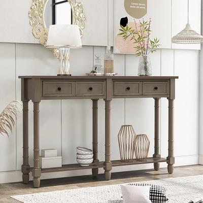 Glass console tables and solid wood dresser