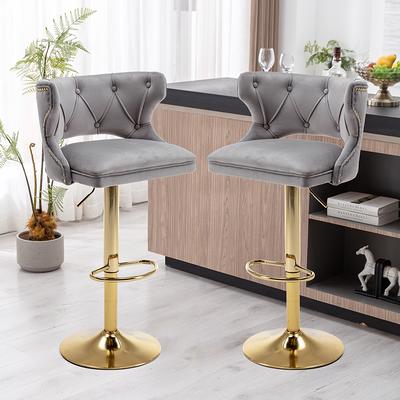 Set of 2 Leather Swivel Bar Stool Adjustable Kitchen Counter Height Dining  Chair