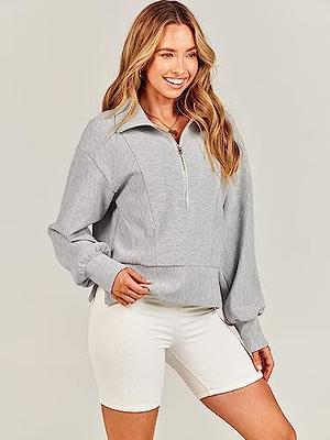 ANRABESS Women's 2023 Fall Winter Sweater Half Zip Zipper V Neck