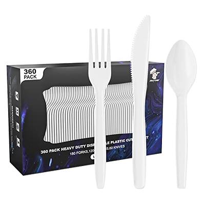 Exquisite 150 Pack Ivory Plastic Utensils Heavy Duty Cutlery Set 50 Plastic  Forks 50 Plastic Spoons 50 Plastic Knives Perfect Plastic Silverware Party