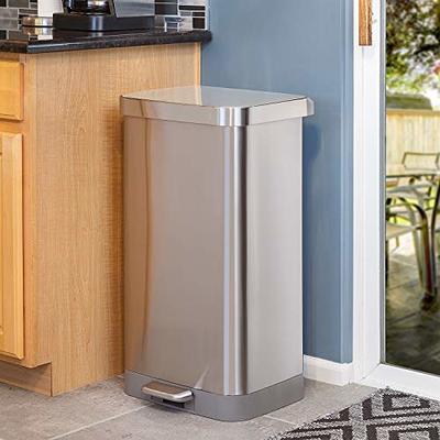 Glad 13 Gallon Stainless Steel Step on Kitchen Trash Can 