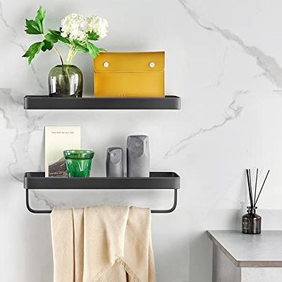 VOLPONE Glass Shelf with Towel Bar 15.7in Silver Bathroom Shelf Wall Mount  Rustproof Bathroom Wall Organizer 1 Tier (Silver) - Yahoo Shopping