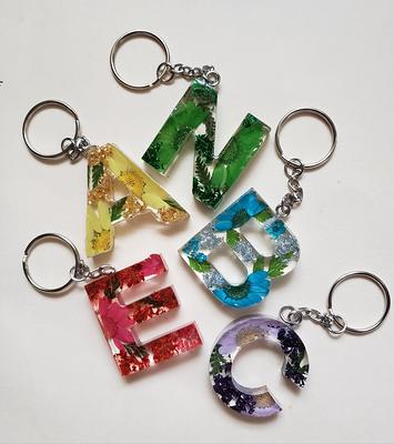 Custom Handmade Resin Keychain, Letter Keychain, Glitter Keychain 