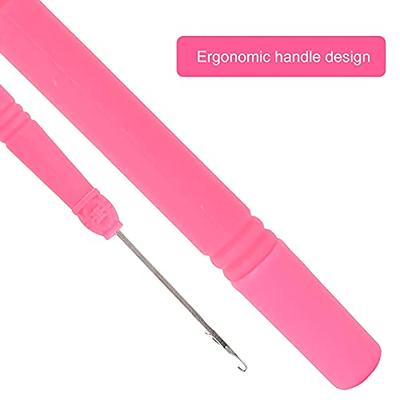 5pcs Plastic Hair Extension Crochet Hook, Latch Hook Crochet Needles Set,  Latch Hook Tool for Braiding Hair (rose red #1)