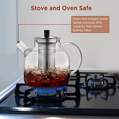 OVENTE 3-Cup Glass Tea Pot with Removable Stainless-Steel Infuser FGI27T -  The Home Depot