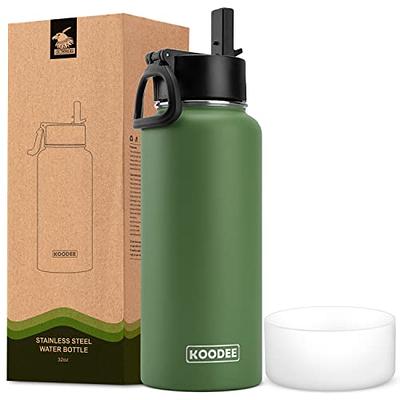 GOPPUS 32 oz Sports Water Bottle Double Wall Vacuum Insulated Stainless  Steel Water Bottle with Straw Spout Wide mouth Lid Strainer Reusable  Leakproof Metal water bottles with Strap Handle (3 lids) - Yahoo Shopping