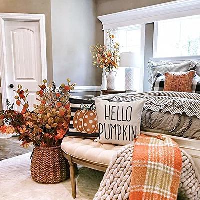 GEEORY Fall Decor Pillow Covers 18x18 Set of 4 Polka Dots Pumpkin Maple  Leaf Happy Fall Outdoor Stripes Fall Pillows Decorative Throw Pillows  Farmhouse Orange Thanksgiving Cushion Case for Couch Sofa