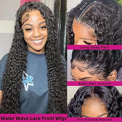 LOVEVOL Water Wave Lace Front Wigs Human Hair 13x4 HD Transparent Wet and  Wavy Curly Human Hair Wigs for Black Women Pre Plucked with Baby Hair  Natural Color 22 Inch - Yahoo Shopping