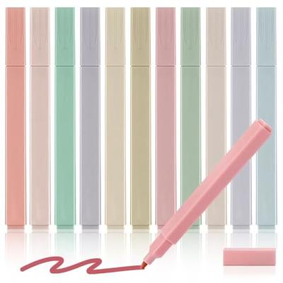 Aesthetic Cute Pastel Highlighters Set: 12 Assorted Colors No