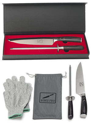  syvio Chef Knife Set, Kitchen Knives with High Carbon Stainless  Steel & Wooden Handle, Kitchen Knife Set 3 PCS-8 Chef's Knife &7 Santoku  Knife&5 Paring Knife with Gift Box: Home 