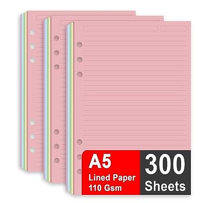 A7 Planner Refill,Mini Binder Refills,6 hole/100gsm Thick Paper/4.84 x 3.23'', Harphia(Line)