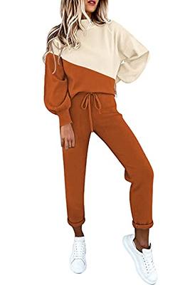 YanHoo Women 2 Piece Hoodies Sweatsuit Ribbed Knit Long Sleeve