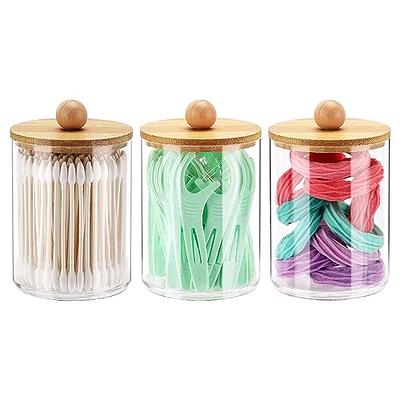 3 pcs Qtip Holder Dispenser, Clear Plastic Apothecary Jar Containers for  Vanity Makeup Organizer Storage, Bathroom Accessories for Swab, Ball, Pads,  Floss