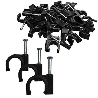SWZHAI 100PCS Black Half Clamp J-Hook with Nail, 16mm/1/2 Pex Clamps Nail  in Cable Clips Ethernet Cable Nails Wire Clips, Cable Tacks Pex Hangers for Tubing  Pipe Pex Cable Pipe Support 