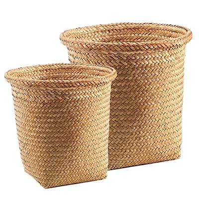 Wicker Storage Basket 2Pcs Storage Basket Bathroom Storage Basket Organizer  Rectangle Toilet Paper Wicker Storage Baskets Woven Basket with Liner for