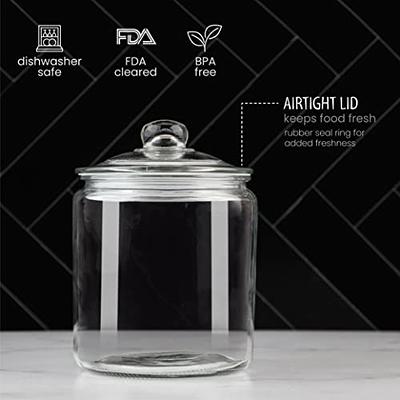 Set of 2 Glass Jar with Lid (2 Liter) | Airtight Glass Storage Cookie Jar  for Flour, Pasta, Candy, Dog Treats, Snacks & More | Glass Organization