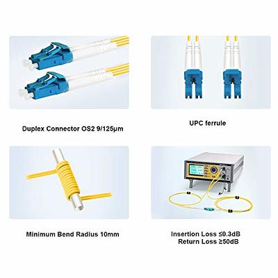 3m (10ft) LC to SC (UPC) OS2 Single Mode Duplex Fiber Optic Cable, 9/125µm,  Laser Optimized, 10G, Bend Insensitive, Low Insertion Loss, LSZH Fiber