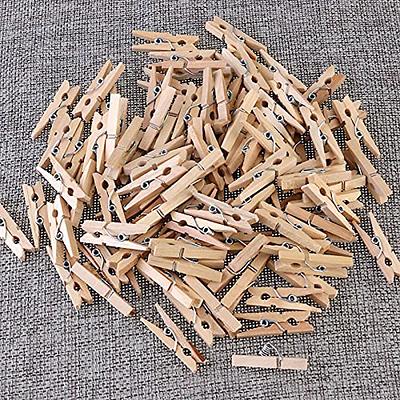 Mini Clothes Pins for Photo, Sturdy Natural Wooden Clothespins 150 Pcs 1  Inch with 33 FT Jute Twine, Small Clips for Crafts Display Baby Shower Game