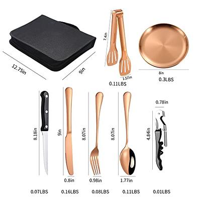 SITAKE 6 Pcs Portable Stainless Steel Flatware Set, Travel Reusable  Utensils Set Cutlery Set Including Knife Fork Spoon Chopsticks Carry Case  for School, Office, Camping, Picnic(Sliver) 