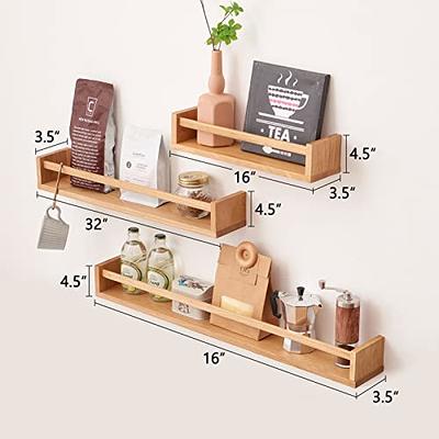 Esonal White Nursery Floating Wall Shelf Décor Shelves for Bedroom  Organizer or Kitchen Spice Rack Wall Mount Books Photo Picture Display  Ledges 16