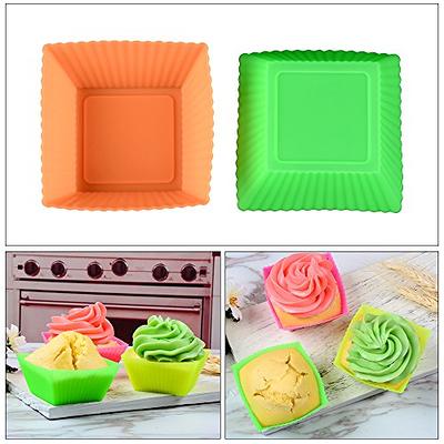 NOGIS Silicone Baking Cups Cupcake Liners - 24Pcs Reusable Silicone Molds  Including Round, Rectanguar, Square, Flower BPA Free Food Grade Silicone