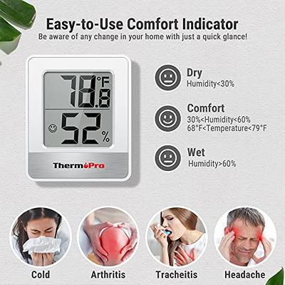 ThermoPro TP60 Digital Hygrometer Indoor Outdoor Thermometer Wireless  Temperature and Humidity Gauge Monitor Room Thermometer with 200ft/60m  Range