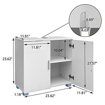 Iwell Under Sink Cabinet with 2 Doors and Shelf, Pedestal Sink Storage  Cabinet, Space Saver Organizer for Bathroom, Black