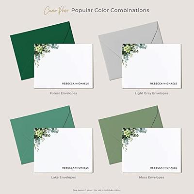 Curio Press Personalized Stationery Flat Note Cards and Envelopes