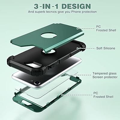 IDweel iPhone 8 Plus Case, iPhone 7 Plus Case with Screen  Protector(Tempered Glass),3 in 1 Shockproof Hybrid Heavy Duty Protection  Hard PC Cover Soft