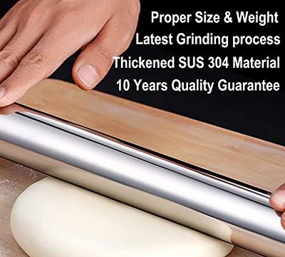 Adjustable Rolling Pin With 4 Thickness Rings, Stainless Steel Dough Roller  Pizza Roller Handle Press Design With Measurement Guide For Baking