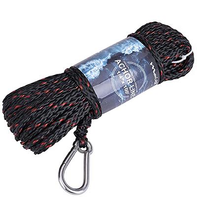 MARINE SYSTEM Made Hollow Braid Anchor Line Polypropylene 1/4 inch 50FT  100FT with Stainless Steel Spring Hook, Black and Red (1/4 x 100') - Yahoo  Shopping