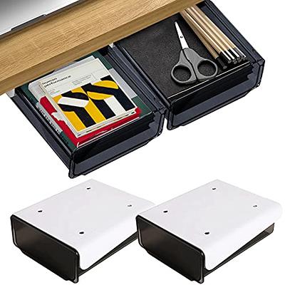 LuluEasy 4 Pack Under Desk Drawer Self-Adhesive Hidden Desktop