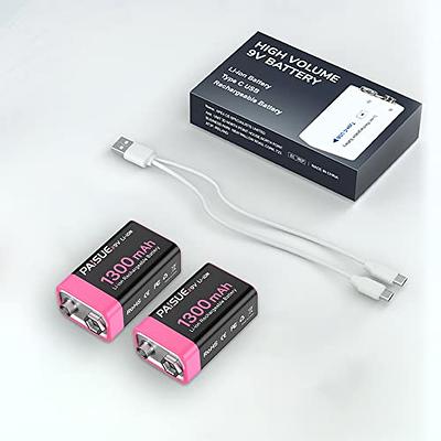 2PCS Piles 9V Rechargeables 1300mAh, 9V Rechargeable USB Lithium à Longue  Duréé Batterie, avec câble de Charge 2 en 1, pour détecteurs de fumée,  alarmes, Clavier, Microphone : : High-Tech