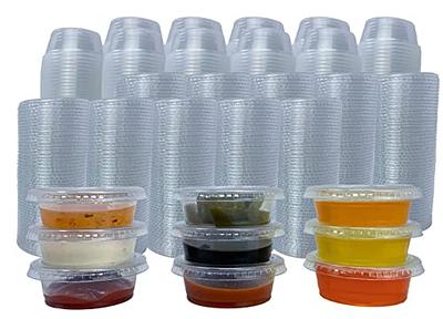 Prgery [4 oz 50 Set Jello Shot Cups with Lids,Plastic Portion Cups