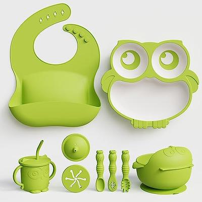 Baby Led Weaning Supplies, 10 Pack Silicone Baby Feeding Set - Baby Bowls  and Plates with Suction, Toddler Spoons and Fork, Toddler Cups with  Replaceable Lids (Green) - Yahoo Shopping